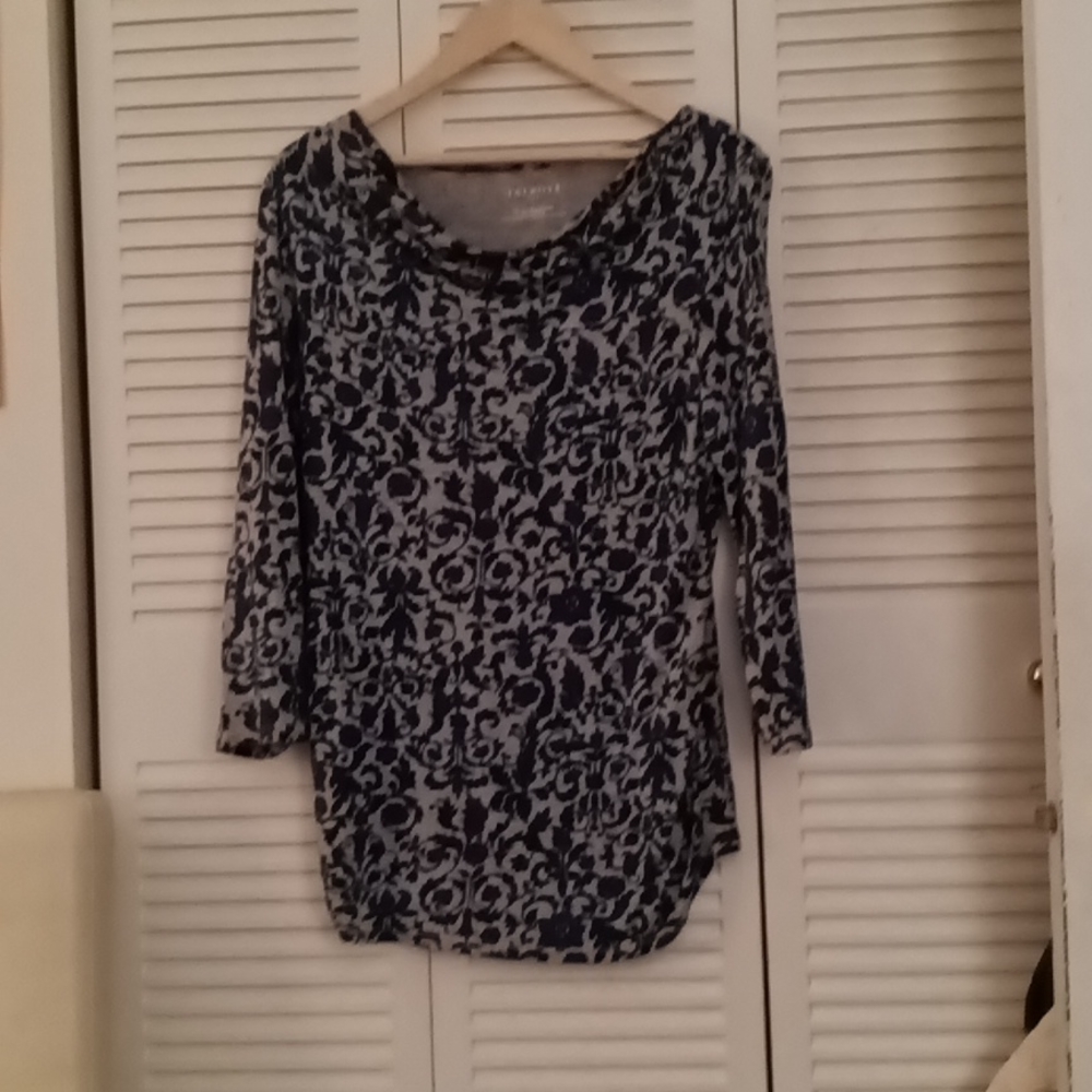 Purple and teal wild flowers Talbot's size Lg. Ladies top